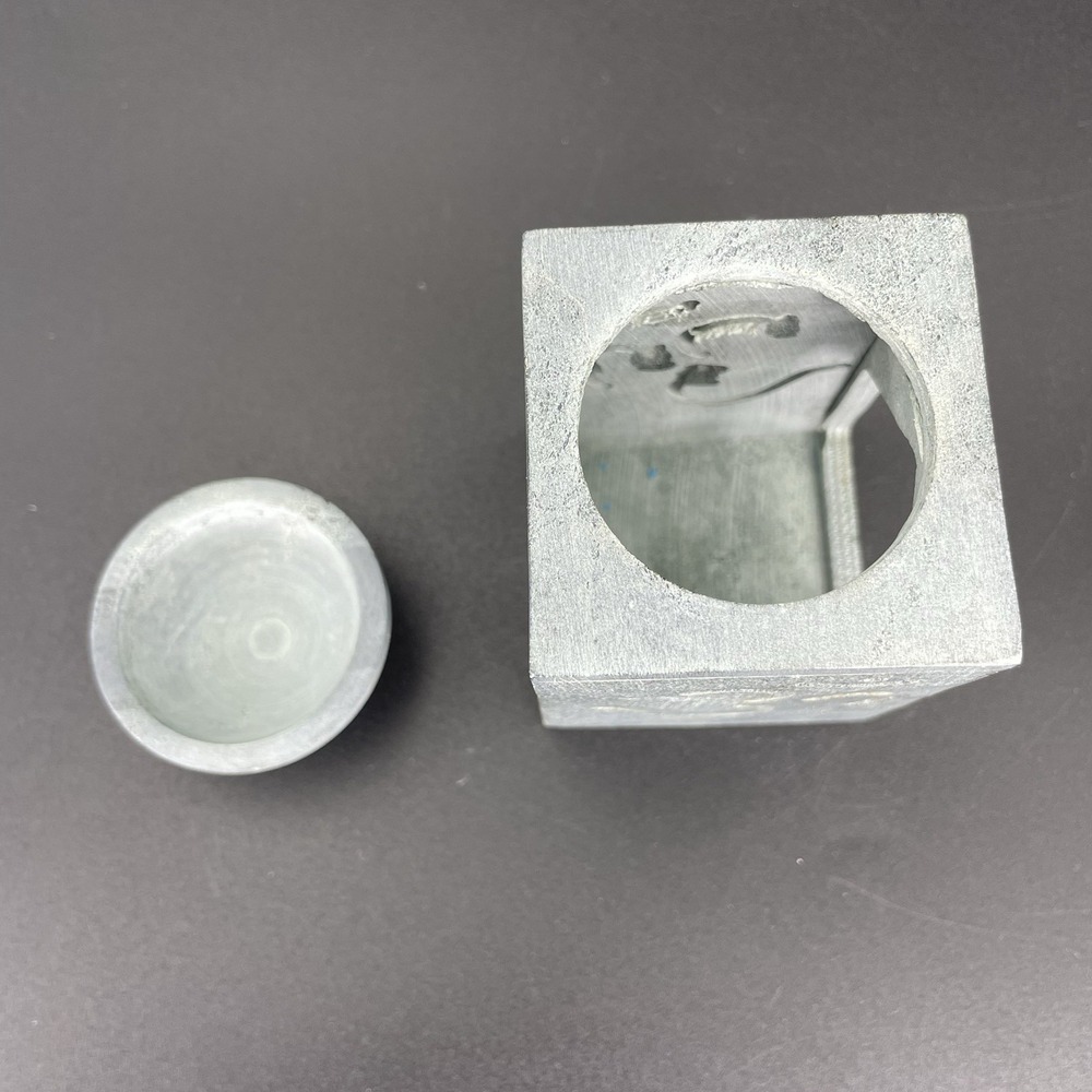 Essential Oil Burner Handcarved Soapstone Gray Om Symbol Made In India - Picture 7 of 14